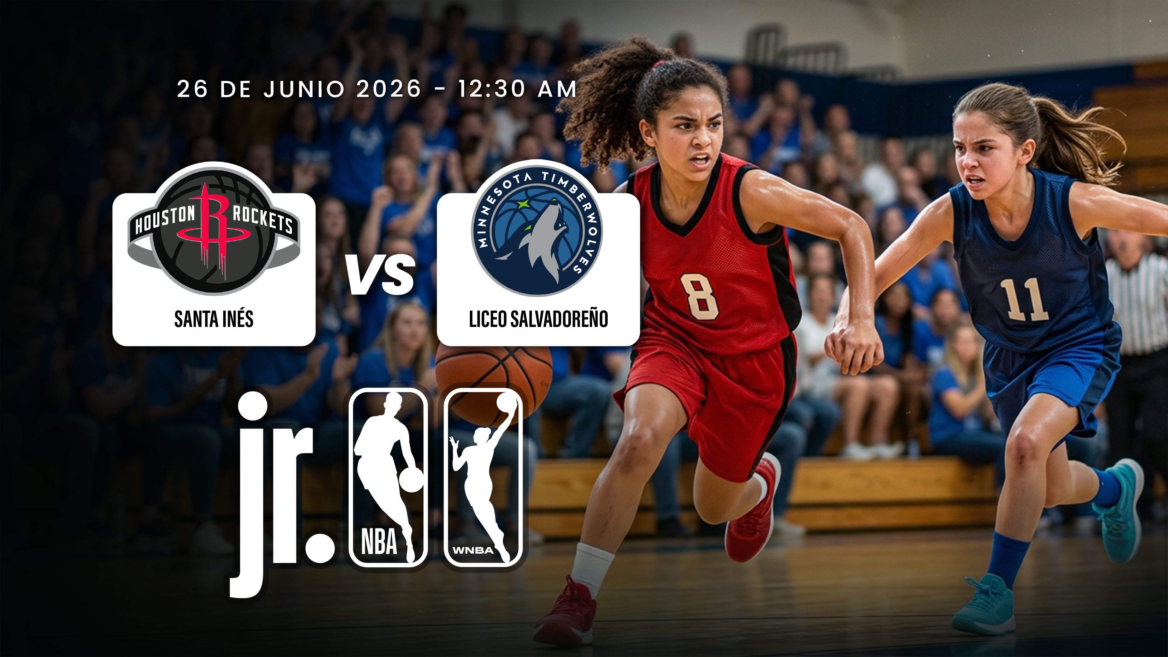 26 JUN | JDNE | JR NBA | FEM | ROCKETS (SANTA INES) VS TIMERWOLVES (LICEO SALVADOREÑO) - AloudTV Sports