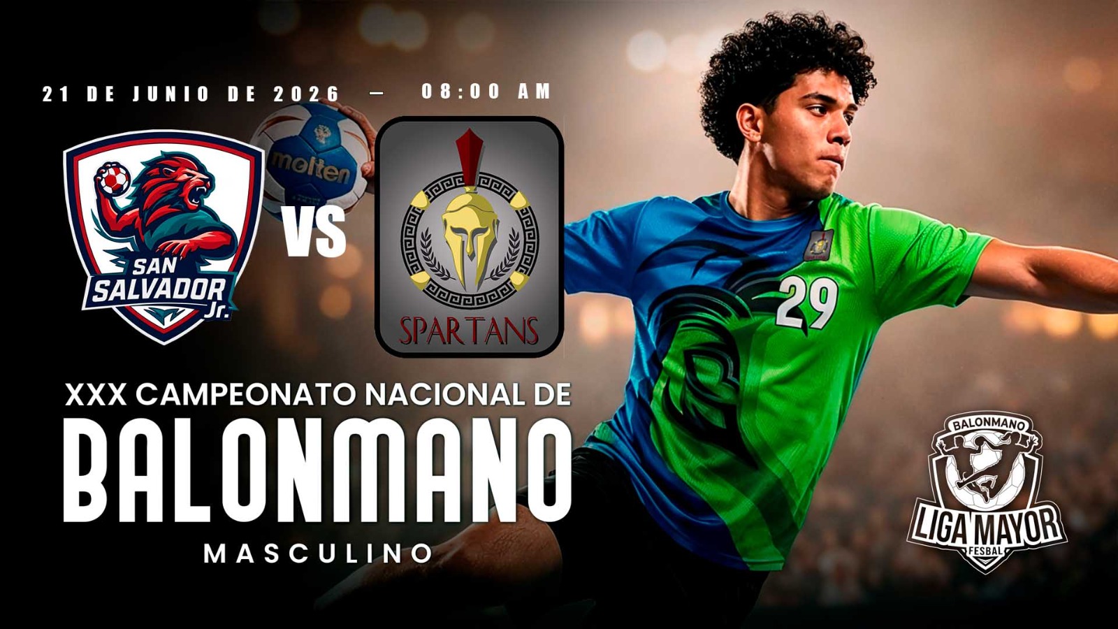 21 JUN | LIGA MAYOR DE BALONMANO | MASC | SAN SALVADOR JR vs SPARTANS - AloudTV Sports