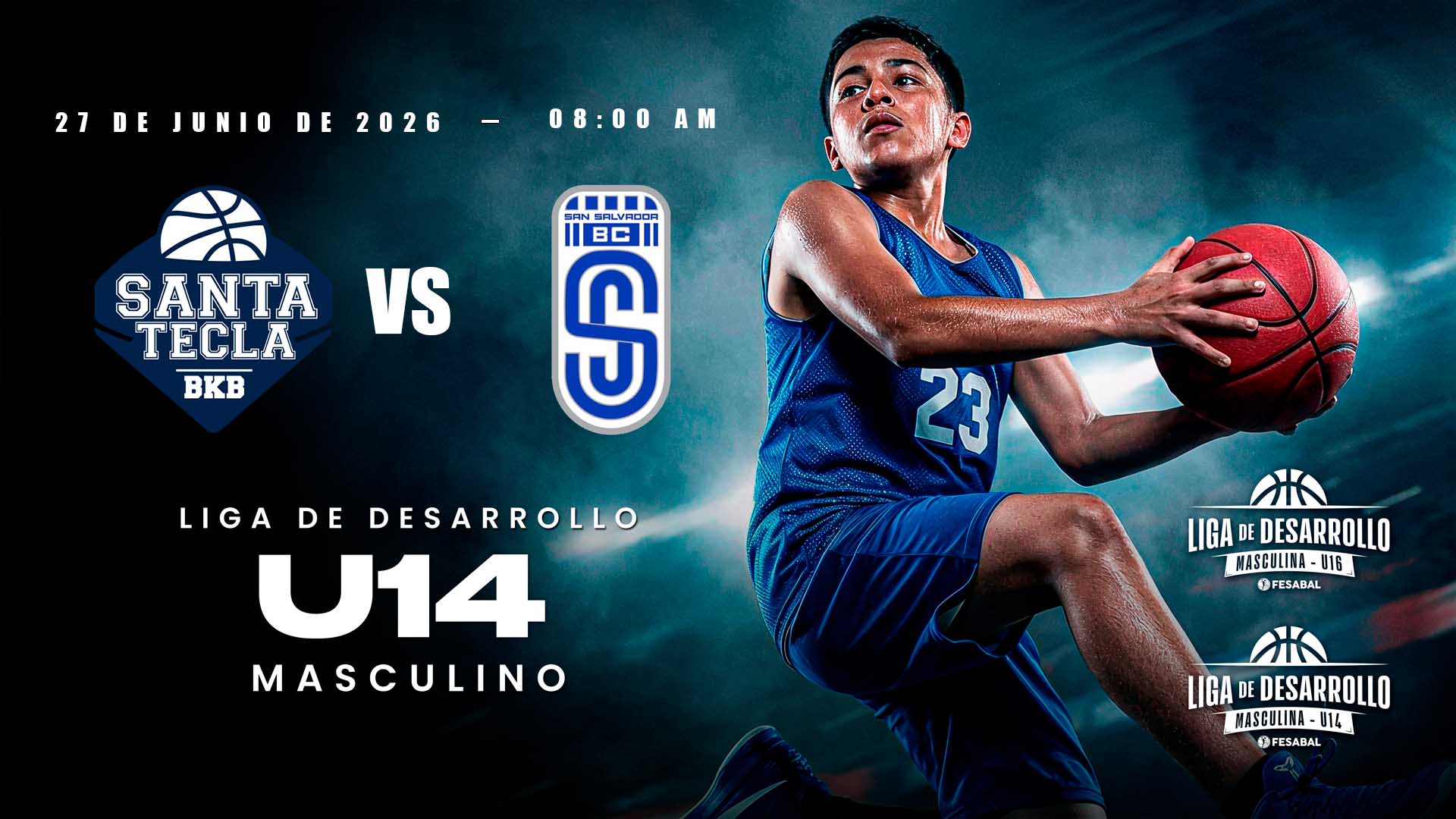 27 JUN | LD | U14M | SANTA TECLA IMDELS 14M vs SAN SALVADOR B.C. 14M - AloudTV Sports
