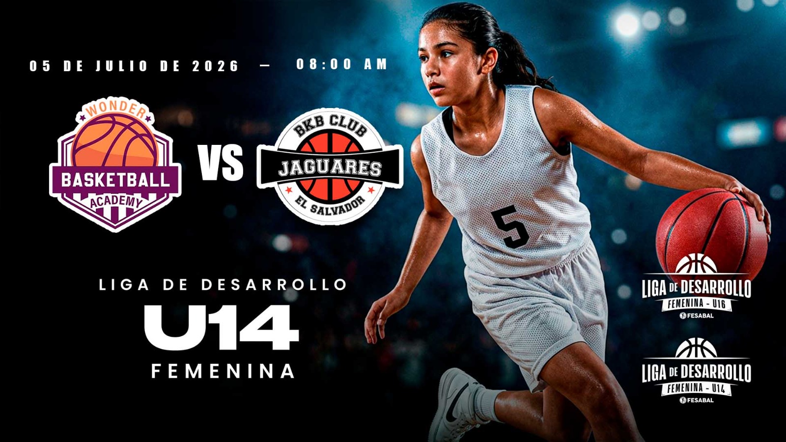 05 JUL | LD | U14F | WONDER BKB ACADEMY 14F vs CLUB BKB JAGUARES 14F - AloudTV Sports